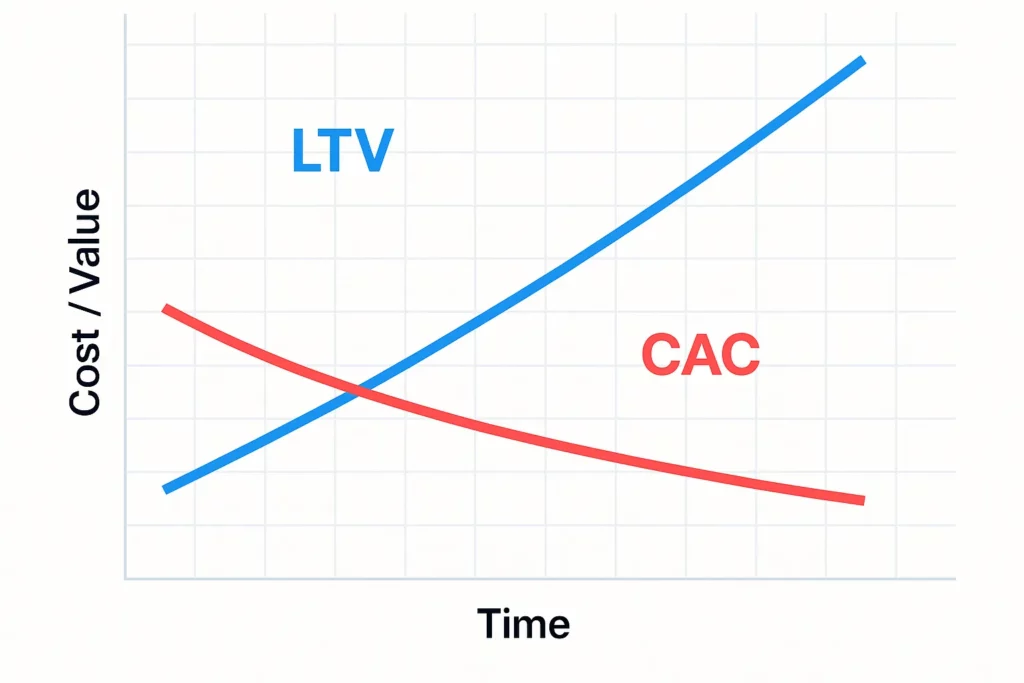 cac vs ltv over time chart