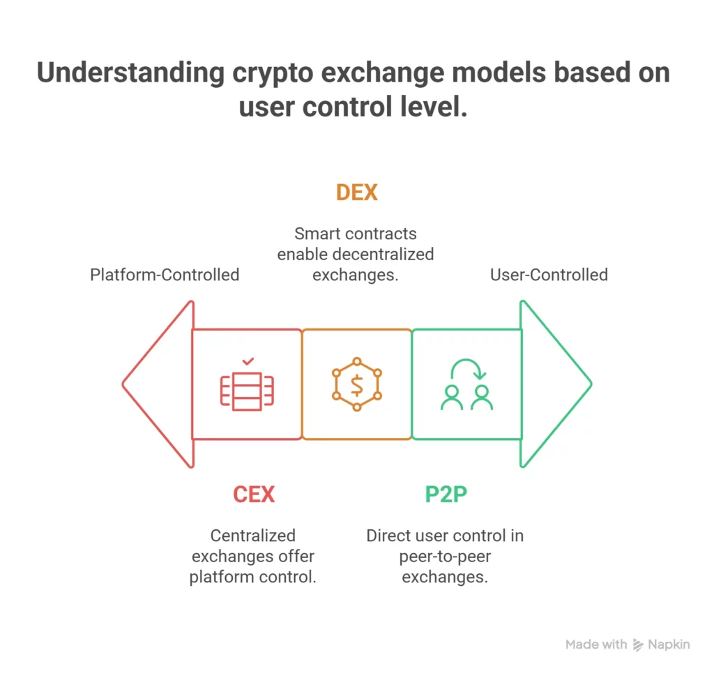crypto exchange models based on user control level