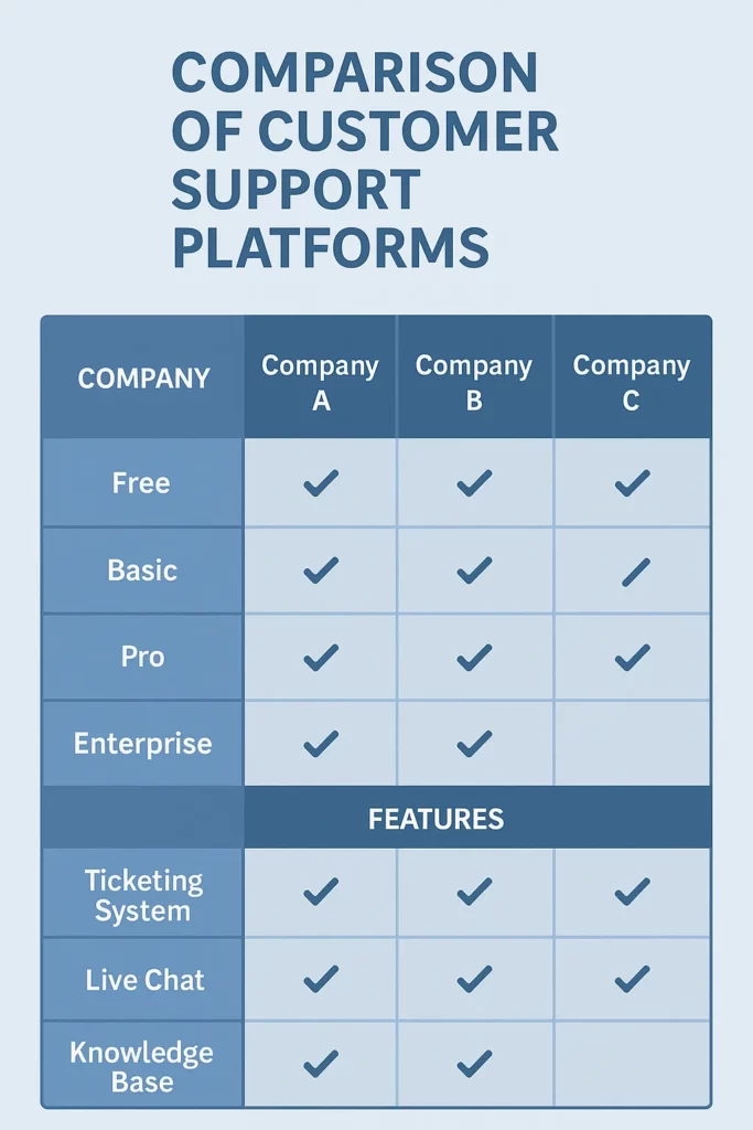 customer support platforms comparison table