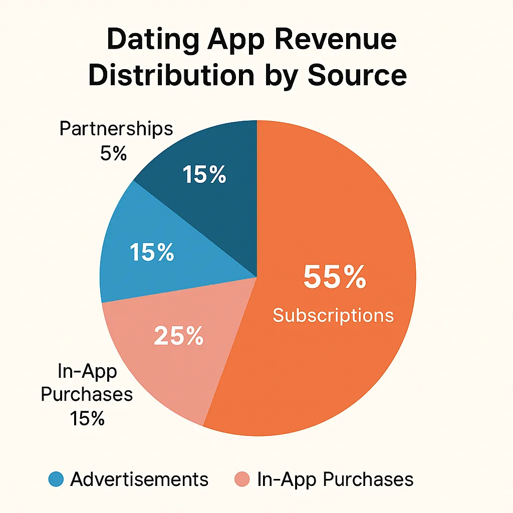 dating app revenue sources pie chart