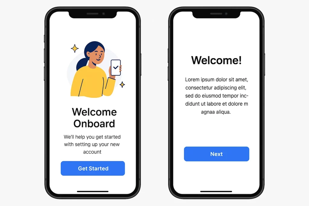 good vs bad onboarding screen ui