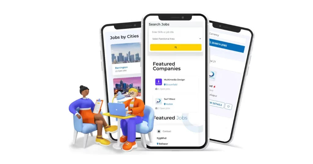 Job portal dashboard UI with job listings and applicant tracking tools
