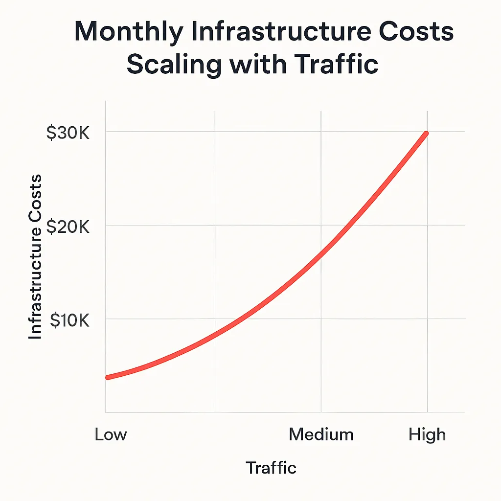infrastructure costs vs traffic line graph