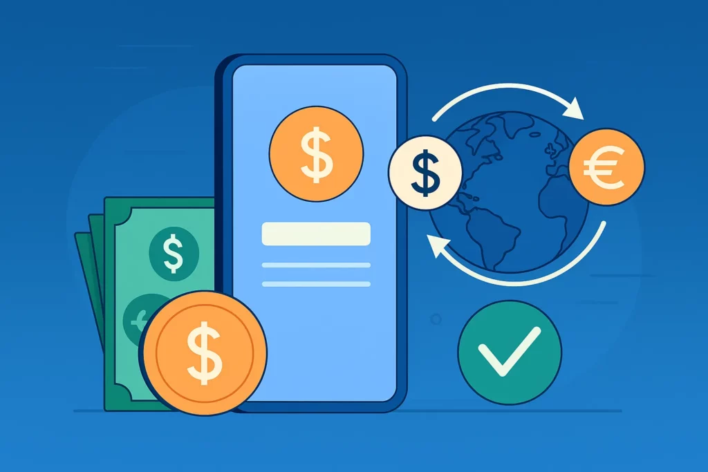 international money transfer ui ux concept