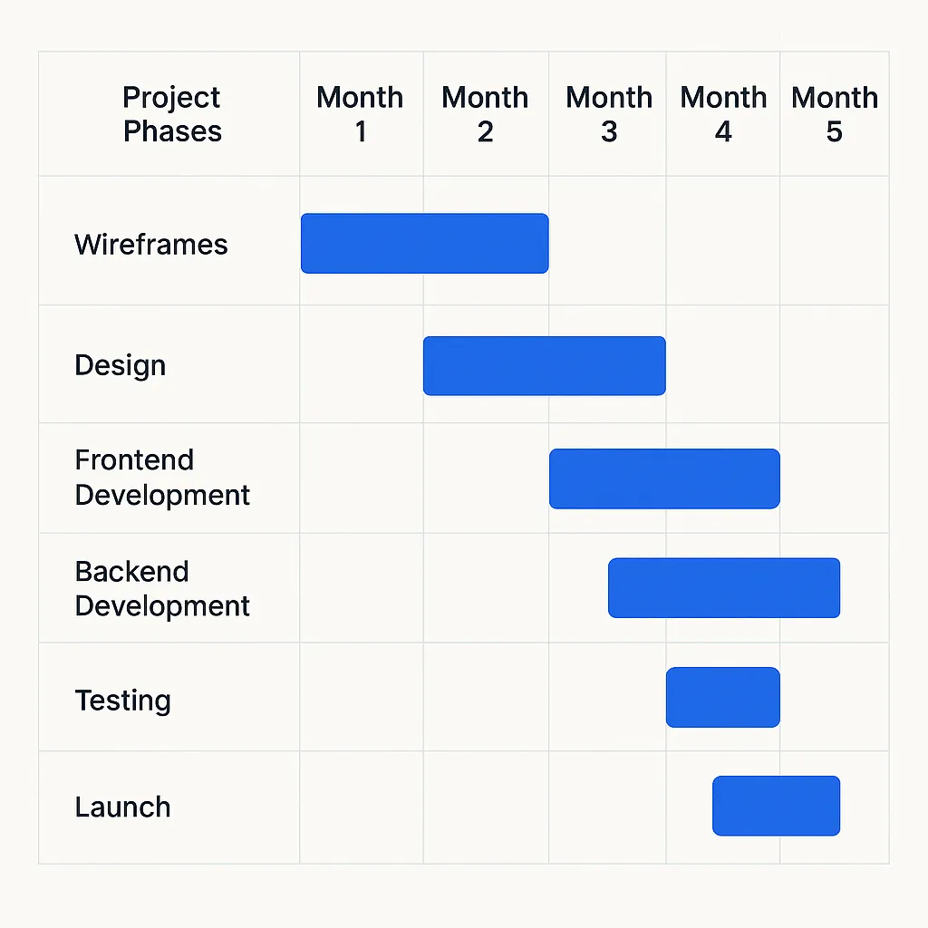 job board development gantt chart