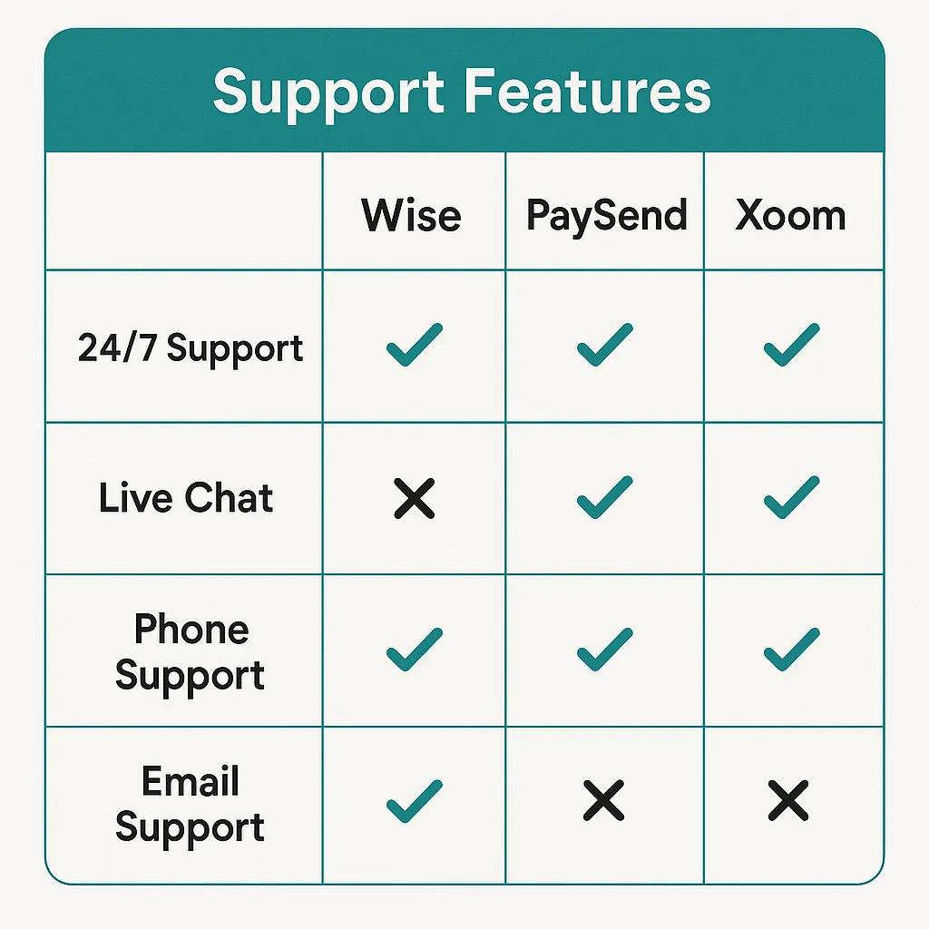 money transfer app support feature comparison
