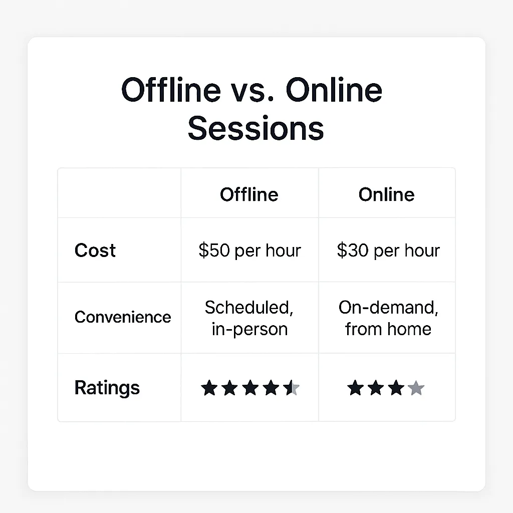 offline vs online service session comparison