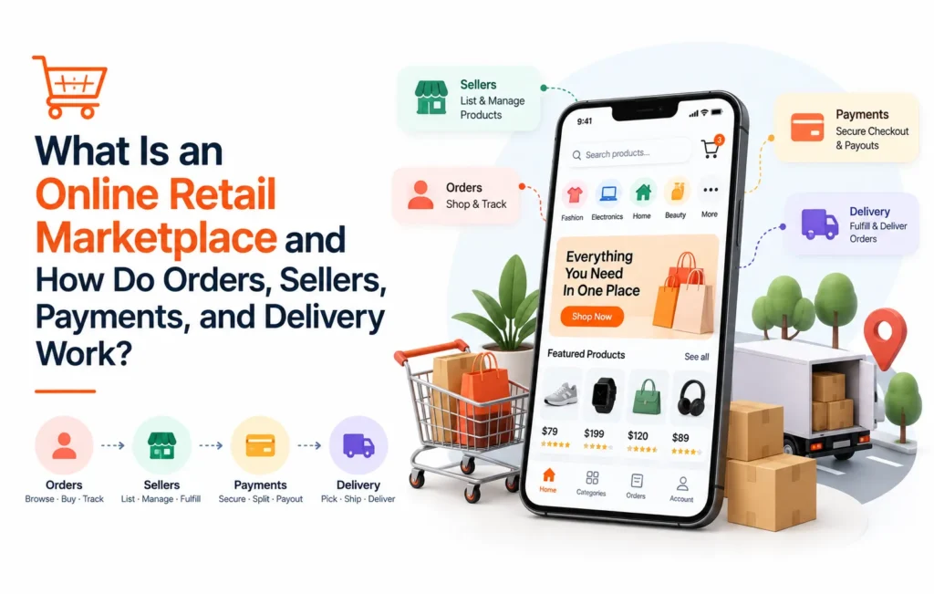 Online retail marketplace showing how orders, sellers, payments, and delivery work together across the ecommerce purchase and fulfillment process.