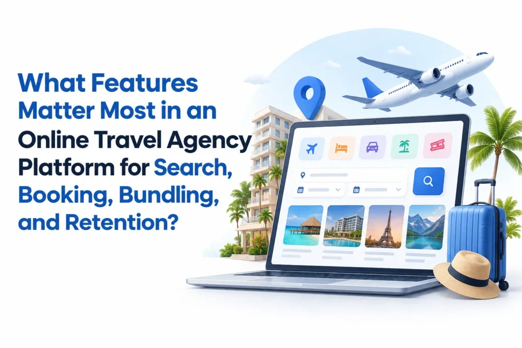 Online travel agency platform features for travel search, booking, bundling, and customer retention