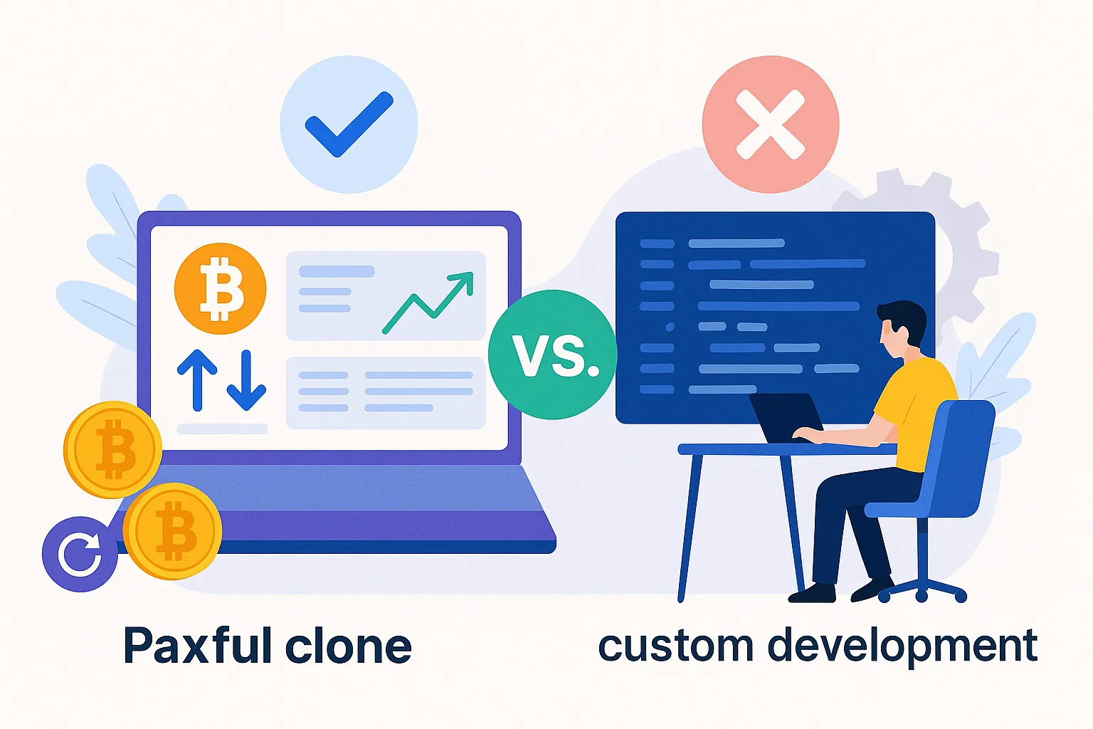 Startup founder pointing at a crypto exchange screen, symbolizing Paxful Clone adoption