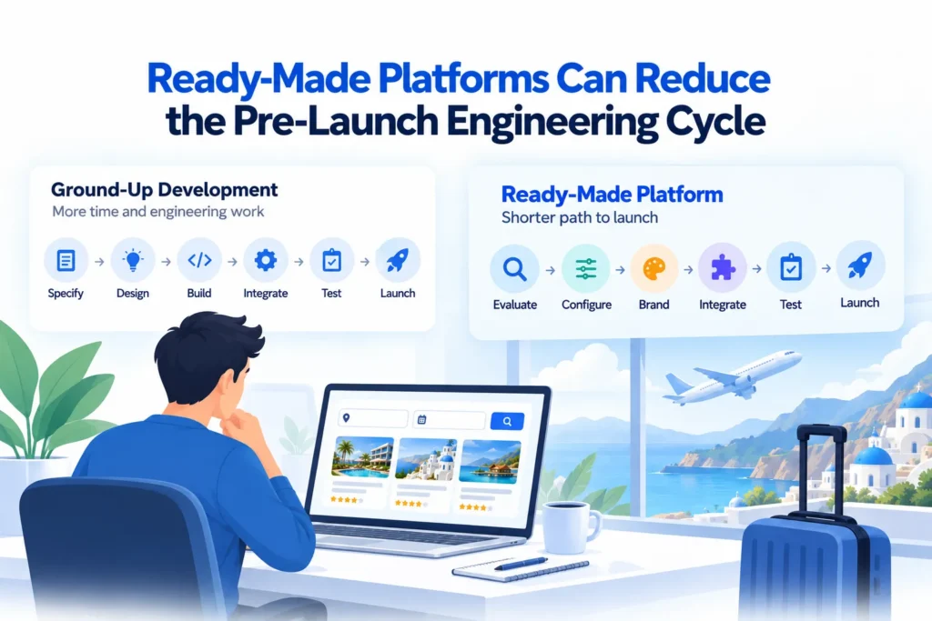 ready-made online travel agency platformcompared with ground-up development to reduce the pre-launch engineering cycle