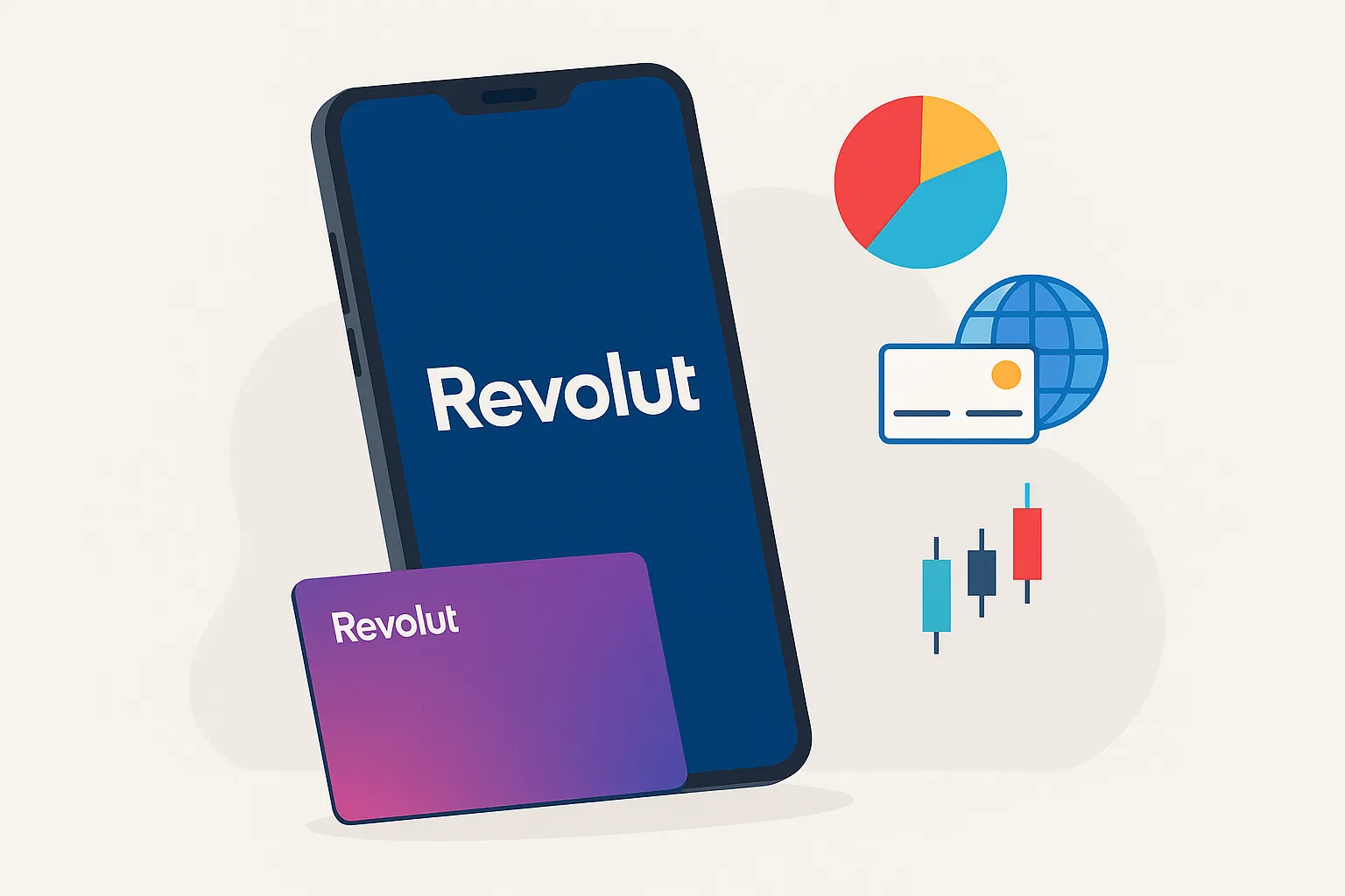 revolut app feature showcase illustration