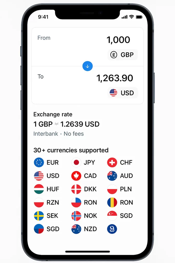 revolut currency exchange interface