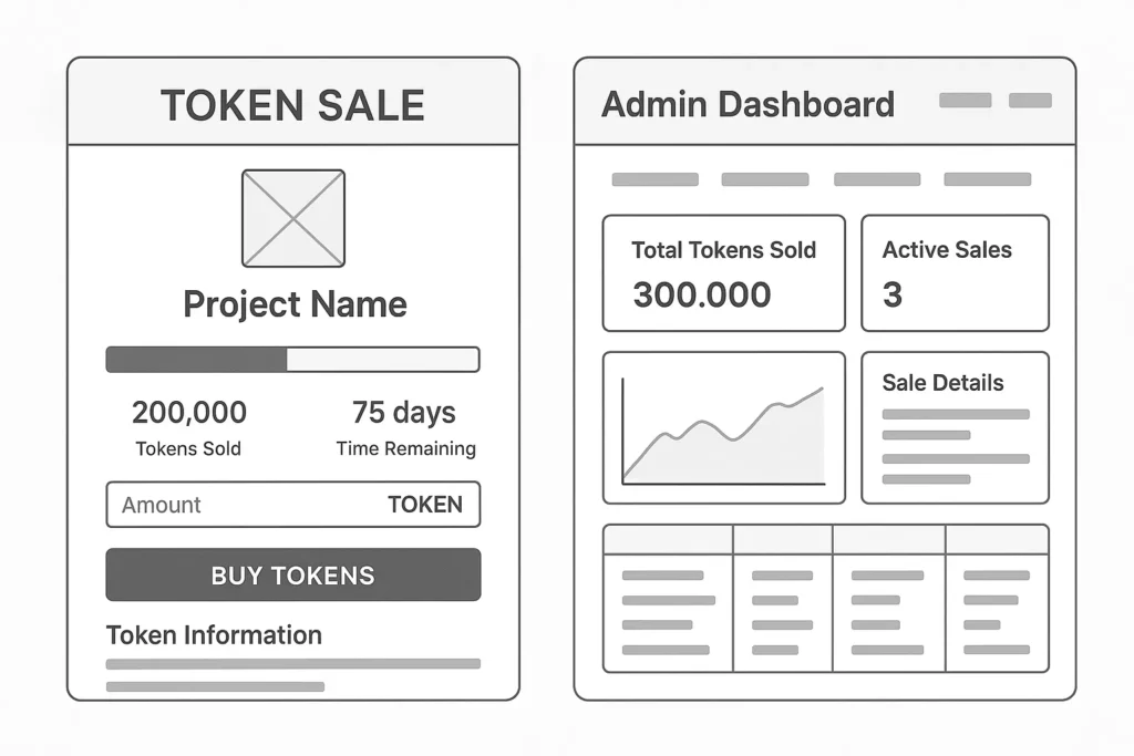 token sale admin dashboard wireframe