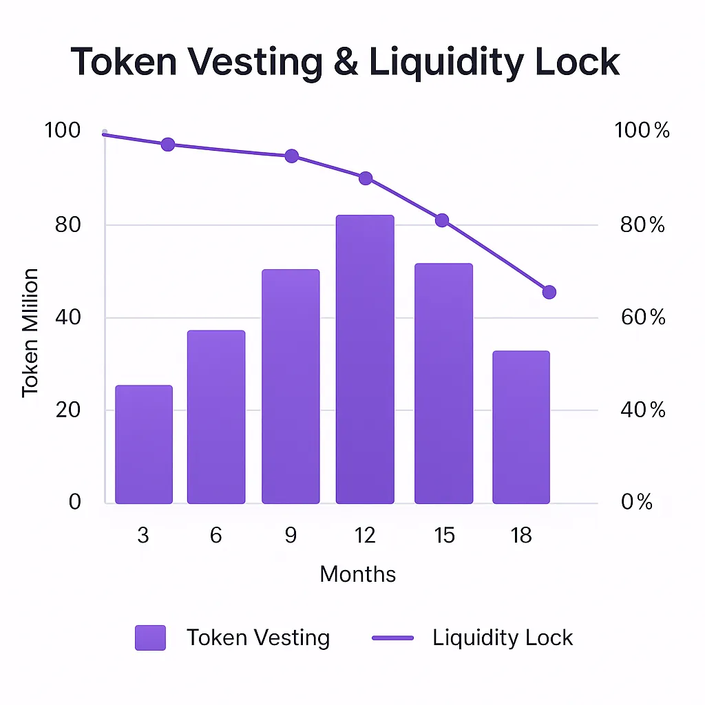 token vesting timeline liquidity lock chart