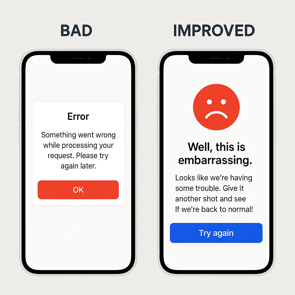 ux error message fintech comparison