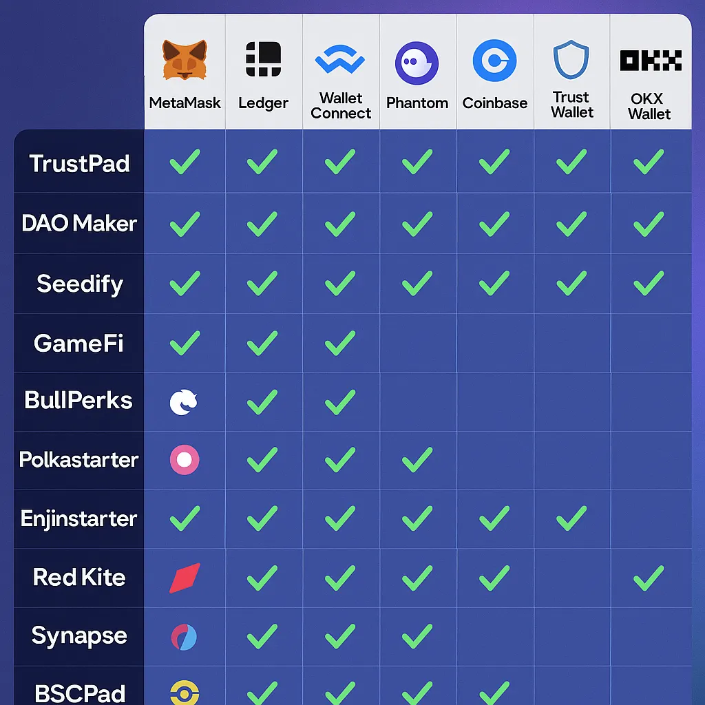 wallet compatibility crypto launchpads