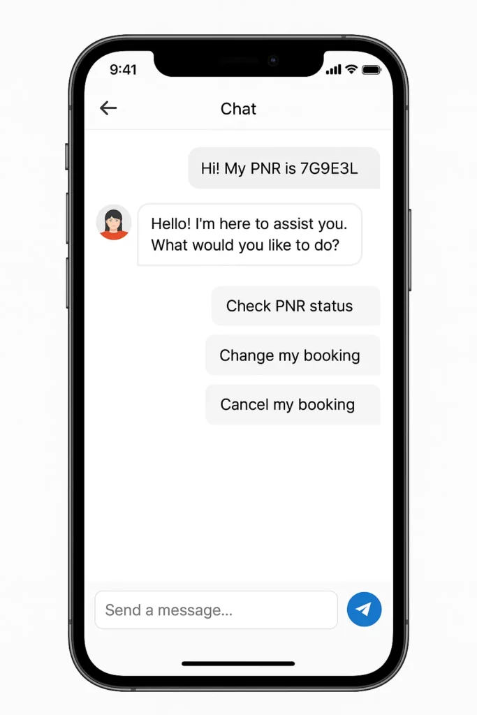yatra in app chat interface screenshot