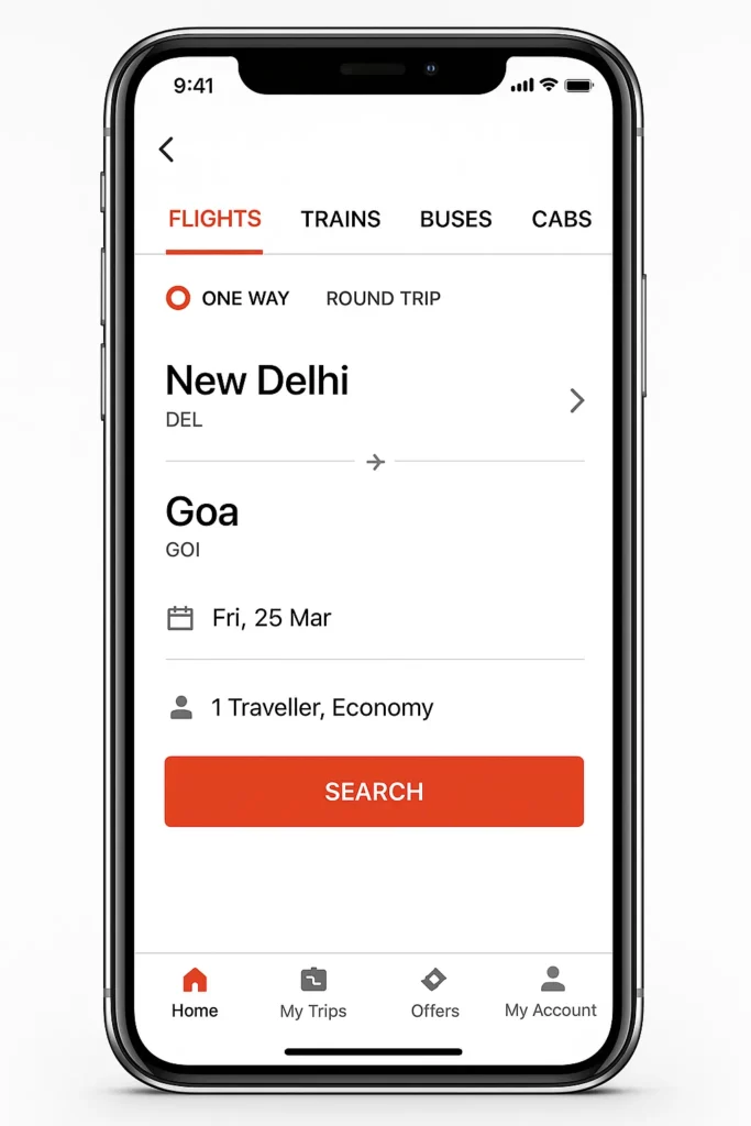 yatra multi modal booking ui mockup