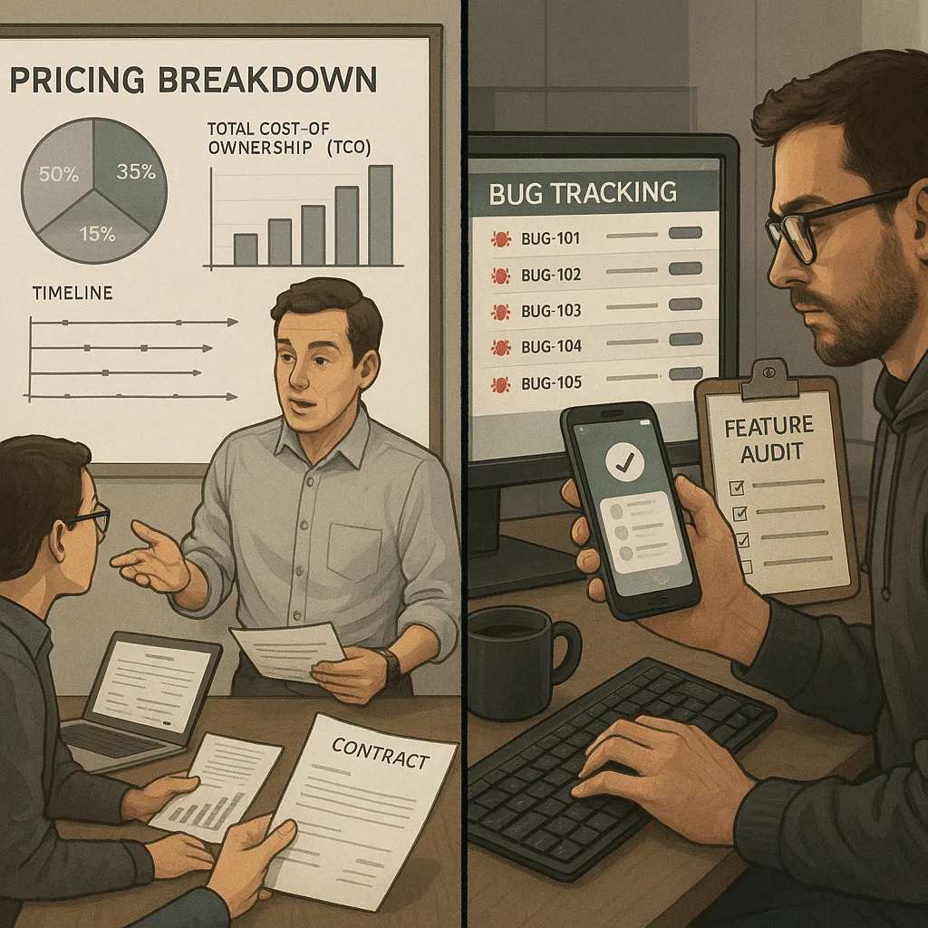 Development team presenting transparent pricing and quality assurance for a Turo clone project