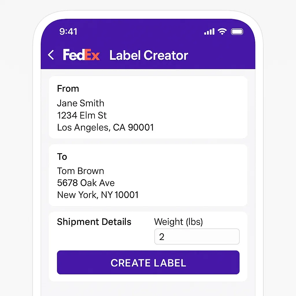 FedEx Label Creator UI