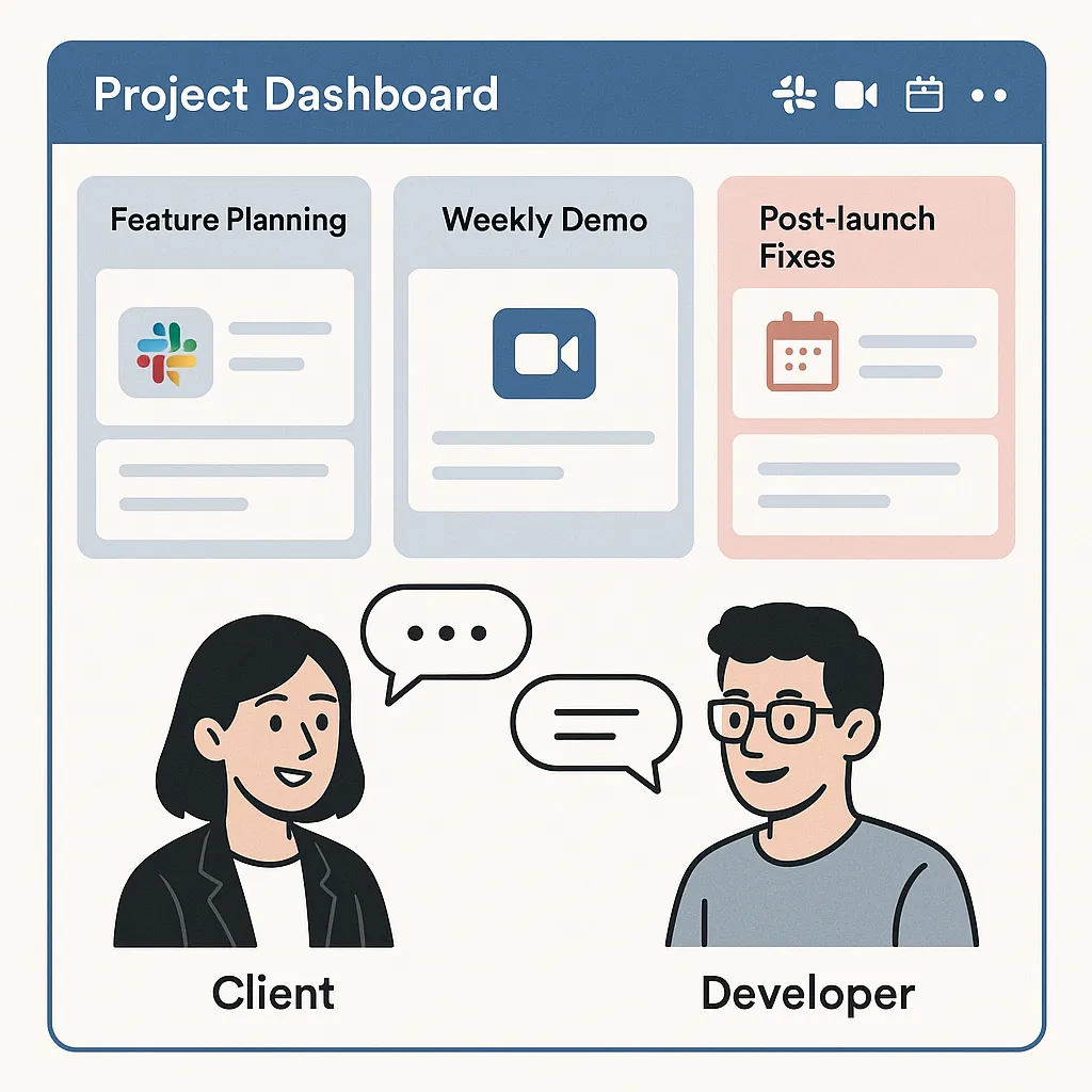 Infographic illustrating clear communication and project workflow