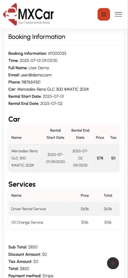 Turo Clone Car Rental Car Booking Details