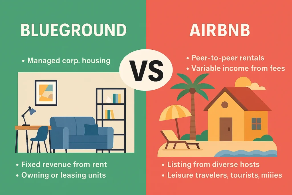 blueground vs airbnb business model infographic