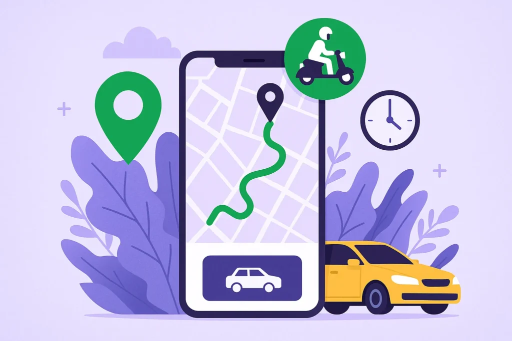 business model of Gozek super app services interconnected on a smartphone screen