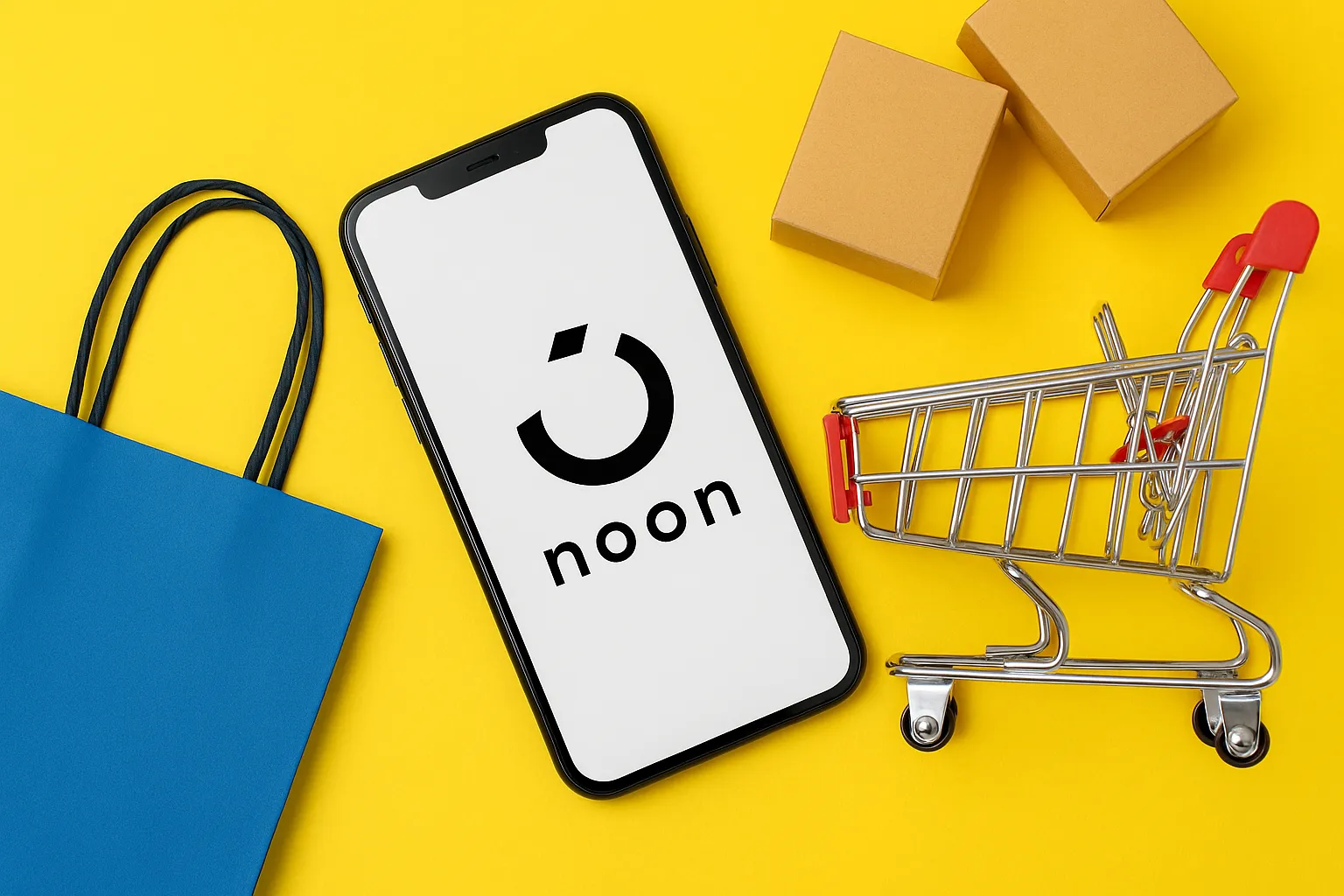 Business Model of Noon Warehouse and delivery vans representing Noon’s e-commerce operations in the Middle East