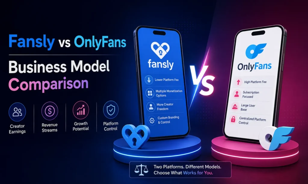 Fansly vs OnlyFans business model comparison covering creator earnings, revenue streams, growth potential, platform fees, and control