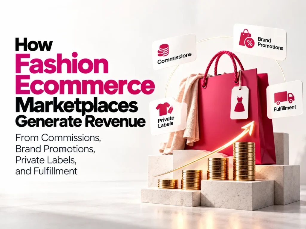 How fashion ecommerce marketplaces generate revenue from commissions, brand promotions, private labels, and fulfillment