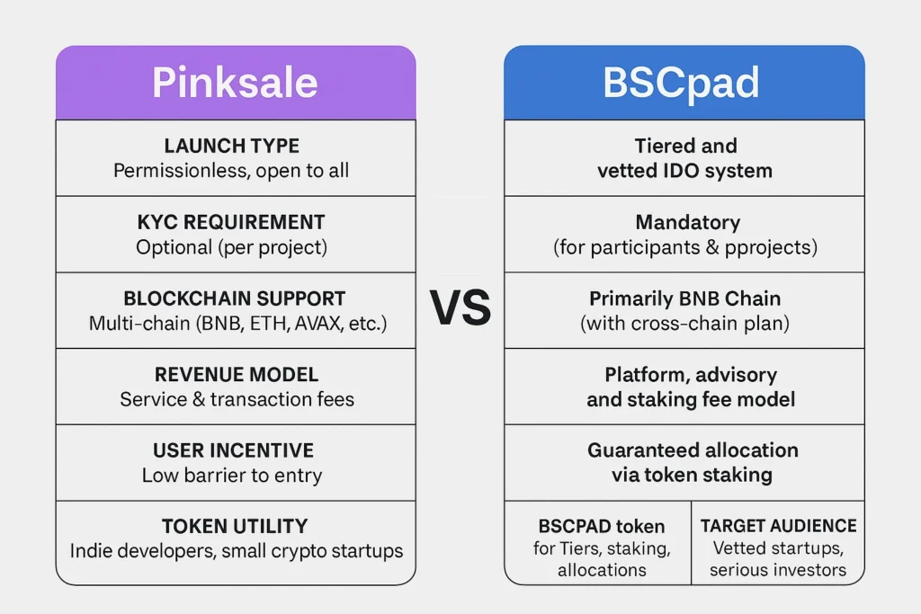 infographic image for pinksale vs bscpad