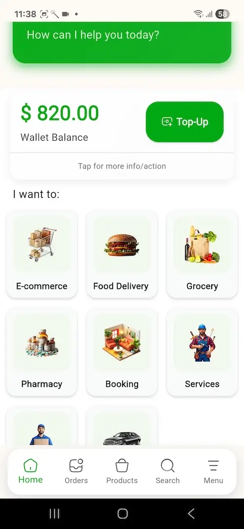 Super App Clone Mobile App Screen