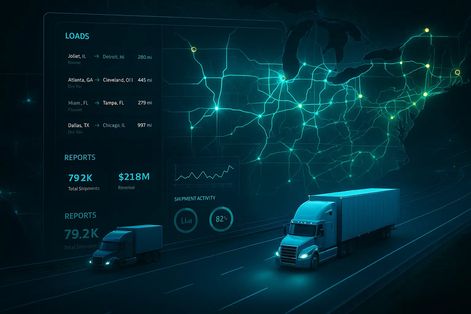 DAT Load Board Clone Script UI dashboard with freight tracking and digital load marketplace interface