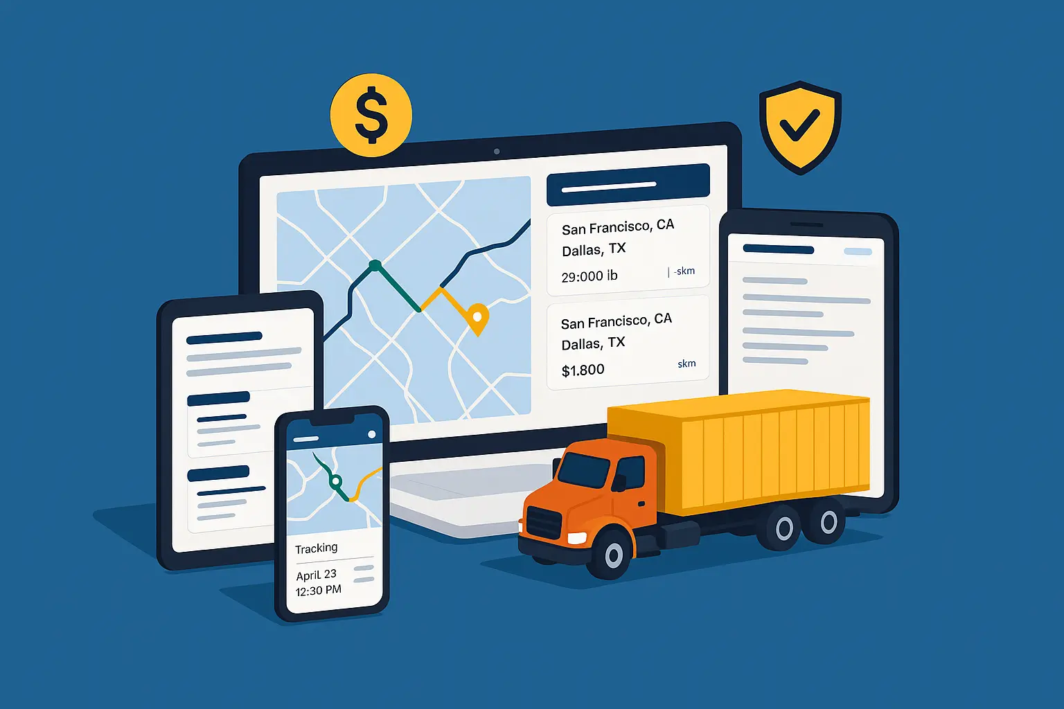 Best 123Loadboard Clone Script 2025 logistics freight marketplace platform UI mockup