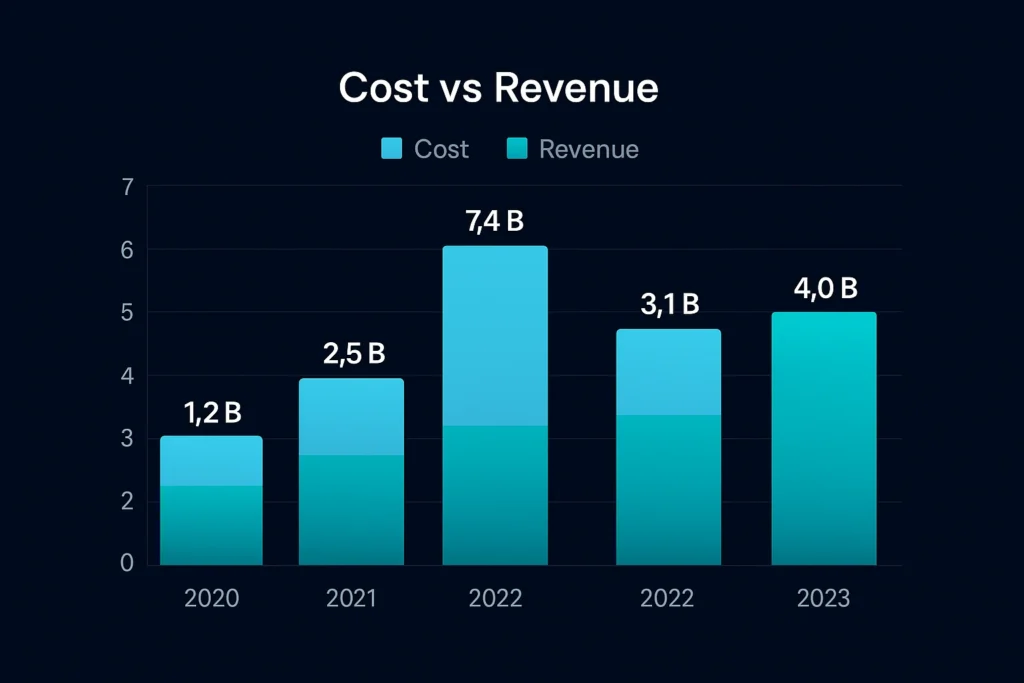 Cost vs Revenue visualization Coinbase