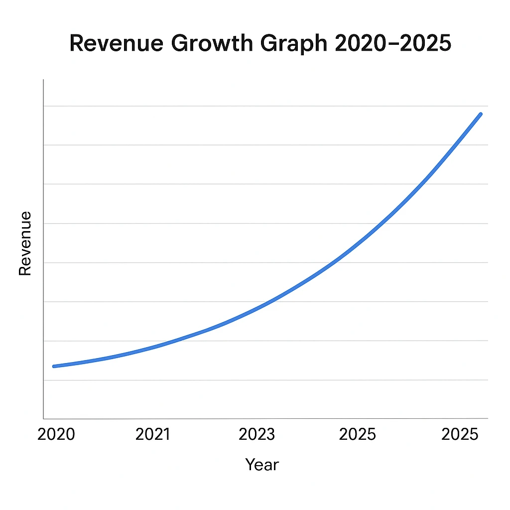 Revenue growth graph 2020 2025 Thirillz