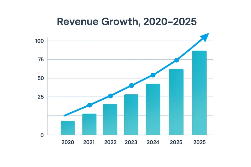 Revenue growth graph 2020 2025 onlyfans