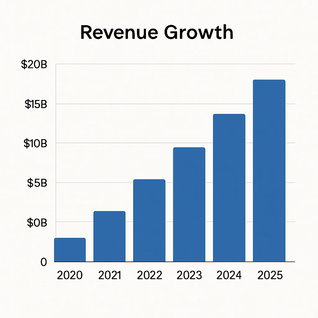 Revenue growth graph 2020–2025 Glassdoor