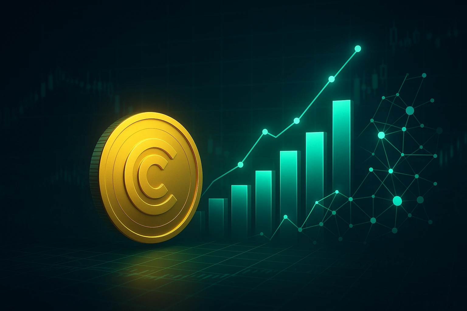 Coinbase clone revenue model visual with rising crypto market charts