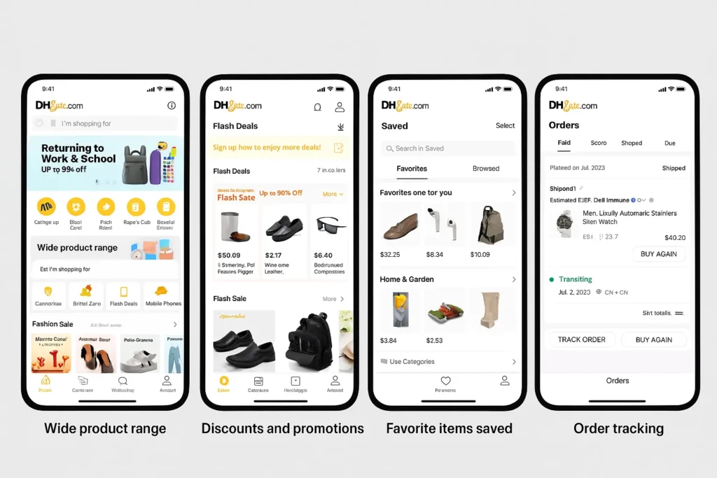 dhgate app feature screenshots
