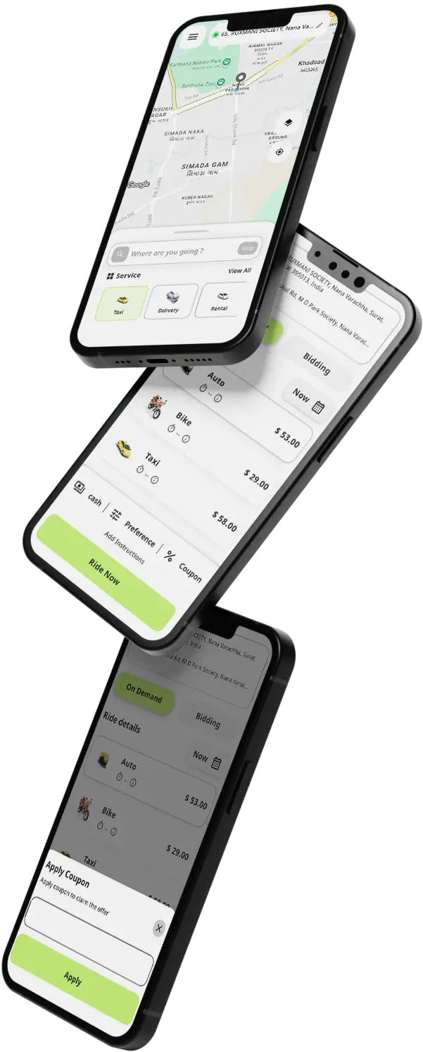 indrive clone app screens collage