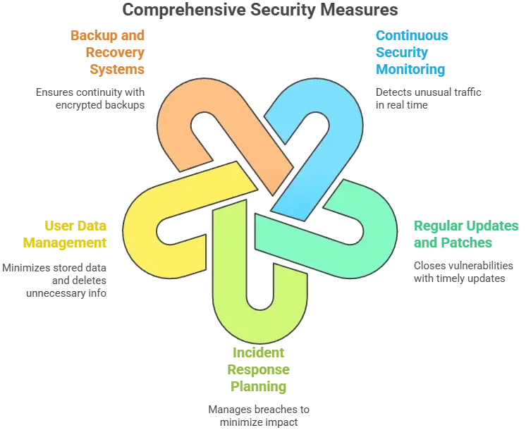 Infographic explaining LinkedIn app post-launch security monitoring and compliance process.