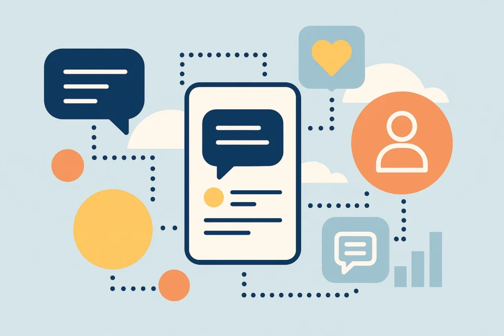 Minimal abstract visual symbolizing microblogging app monetization and digital network interactions.