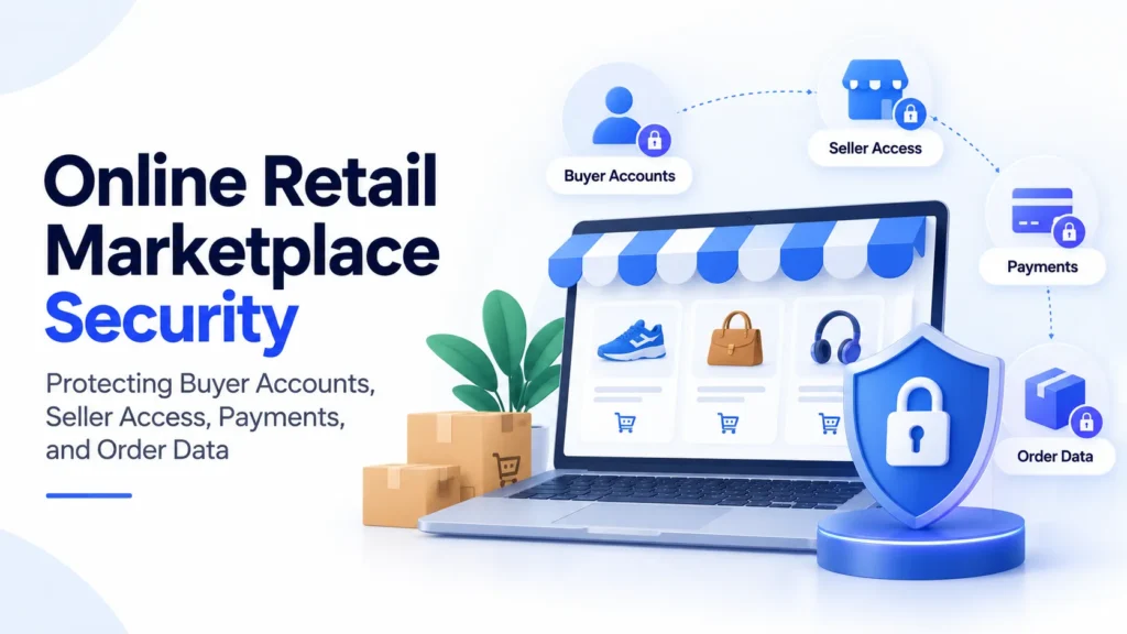Online retail marketplace security protecting buyer accounts, seller access, payments, and order data