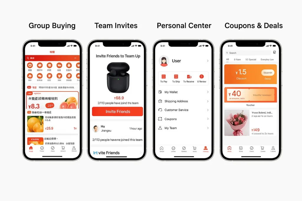 pinduoduo app feature screenshots