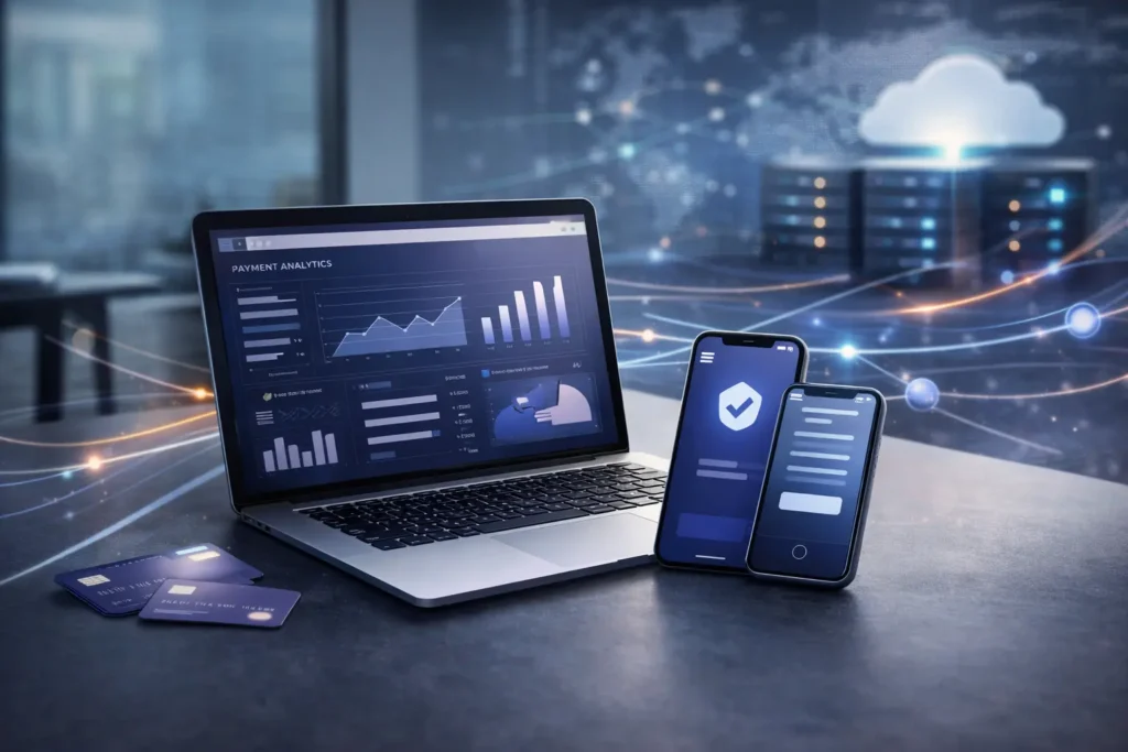 Stripe clone Script payment gateway platform illustration showing secure global digital transactions