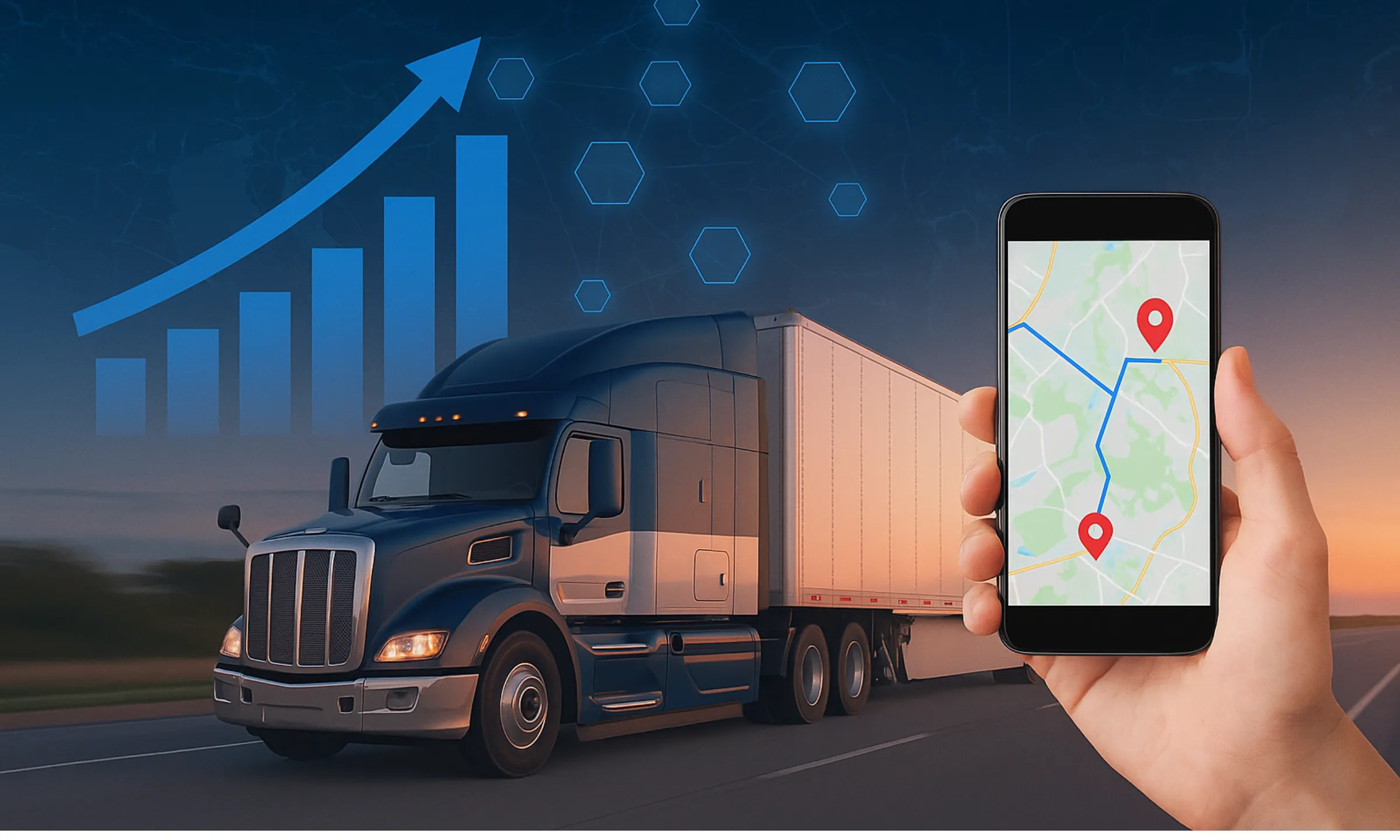 Business model of Trucker Path showing digital truck navigation, real-time routing, and logistics data growth