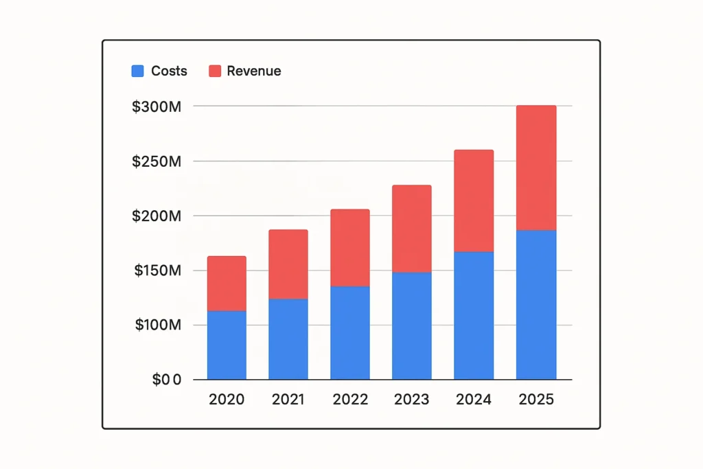 Cost vs Revenue visualization Etsy